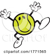 Cartoon Tennis Ball Mascot Jumping