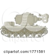 Cartoon Military Tank With A Knotted Gun Barrel by Alex Bannykh