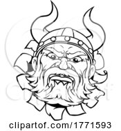 Poster, Art Print Of Viking Warrior Barbarian Mascot Cartoon Face