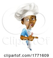 Poster, Art Print Of Black Boy Cartoon Child Chef Kid Sign Pointing