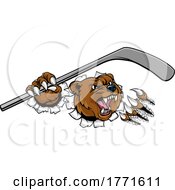 Poster, Art Print Of Bear Ice Hockey Player Animal Sports Mascot