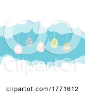 Poster, Art Print Of Easter Egg Background With Cloud Border