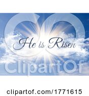 Poster, Art Print Of He Is Risen Background With Sunburst In Blue Sky Design