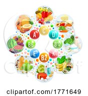 Poster, Art Print Of Foods With Vitamins