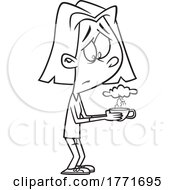 Cartoon Black And White Woman Holding A Stormy Tea Cup by toonaday