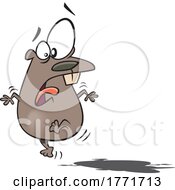 Cartoon Scared Groundhog Seeing Its Shadow by toonaday
