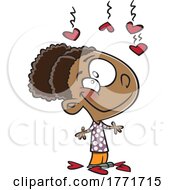 Poster, Art Print Of Cartoon Girl With Hearts Raining Down