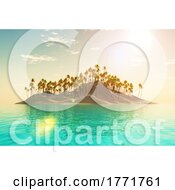 Poster, Art Print Of 3d Tropical Palm Tree Island In The Sea