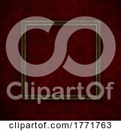 Poster, Art Print Of 3d Blank Picture Frame On A Grunge Damask Wallpaper