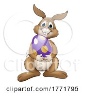 Poster, Art Print Of Easter Bunny Cartoon Rabbit With Giant Egg