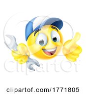Poster, Art Print Of Mechanic Or Plumber Spanner Emoticon Emoji Icon