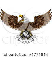 Poster, Art Print Of Bald Eagle Hawk Flying Soccer Football Ball Mascot