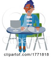 Poster, Art Print Of Woman Working Behind Desk Computer Workstation