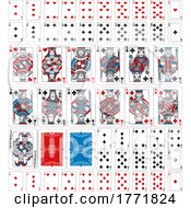 Poster, Art Print Of Playing Cards Deck Full Complete Red Blue Black