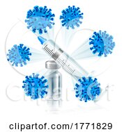 Poster, Art Print Of Vaccine Syringe And Vials Vaccination Concept