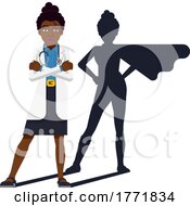 Poster, Art Print Of Black Doctor Woman Healthcare Cartoon Super Hero