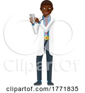Doctor Holding Mobile Phone Cartoon Character