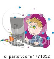 Poster, Art Print Of Cartoon Boy Playing A Video Game