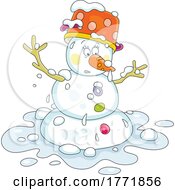 Cartoon Snowman With A Pot On Its Head by Alex Bannykh