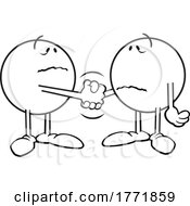 Cartoon Moodie Characters Reluctantly Shaking Hands