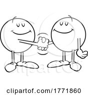Cartoon Moodie Characters Happily Shaking Hands