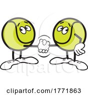 Cartoon Tennis Ball Characters Shaking Hands