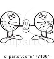 03/08/2022 - Cartoon Golf Ball Characters Shaking Hands
