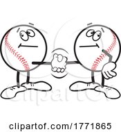 Cartoon Baseball Characters Shaking Hands