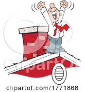 Cartoon Happy Man Shouting It From The Rooftops by Johnny Sajem