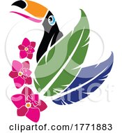 Toucan With Leaves And Flowers by Vector Tradition SM