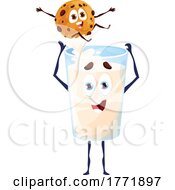 Poster, Art Print Of Milk Glass Food Character Dipping A Cookie