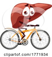 Liver Mascot Riding A Bicycle by Vector Tradition SM
