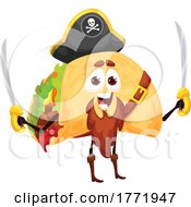 Poster, Art Print Of Mexican Food Pirate Taco Character