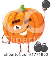 Poster, Art Print Of Pumpkin Working Out Food Character