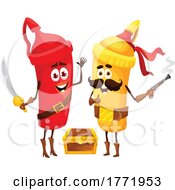Mustard And Ketchup Pirate Food Characters by Vector Tradition SM