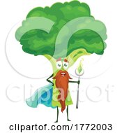 Poster, Art Print Of Broccoli Wizard Food Character
