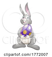 Poster, Art Print Of Easter Bunny Cartoon Rabbit With Giant Egg