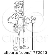 Poster, Art Print Of Handyman Cartoon Caretaker Construction Sign Man