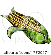 Poster, Art Print Of Corn Vegetable Vintage Woodcut Illustration