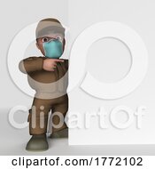 3D Cartoon Delivery Driver On A Shaded Background