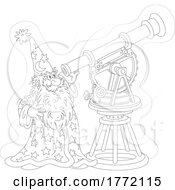 Poster, Art Print Of Cartoon Wizard Star Gazing With A Telescope