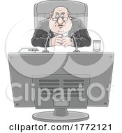 Poster, Art Print Of Cartoon Goverment Offical Holding An Online Conference
