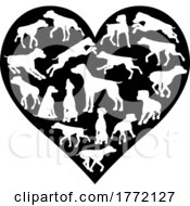 Poster, Art Print Of Pointer Dog Heart Silhouette Concept