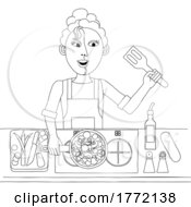 Poster, Art Print Of Woman Cooking Vegetable Curry Chinese Food Kitchen