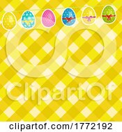 Poster, Art Print Of Easter Background With Eggs Bunting On Crossed Stripes