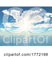 Poster, Art Print Of 3d Ocean Landscape With Sunny Blue Sky