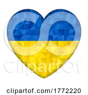 Poster, Art Print Of Heart With Ukraine Flag Low Poly Design On A White Background