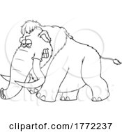Cartoon Black And White Woolly Mammoth