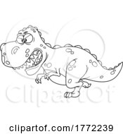 Poster, Art Print Of Cartoon Black And White Angry T Rex