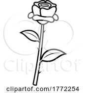 Cartoon Black And White Single Rose
